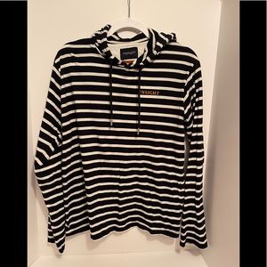 Denim & Flower Ricky Singh Long Sleeve Hooded Shirt Men’s L Blue/White